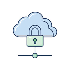Cloud Security Icon — Lock Symbol, Minimal Line Vector (SVG)
