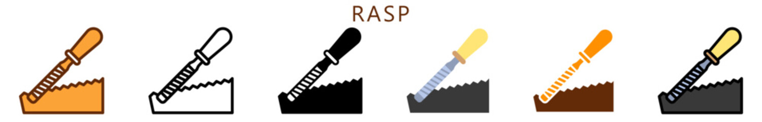 Rasp Multi Style Icon, Flat, Line, Glyph, Lineal, Dual Tone. Relate To Carpentry, Wood Industry. Use For Modern Concept, Ui, Ux Web And App Development.