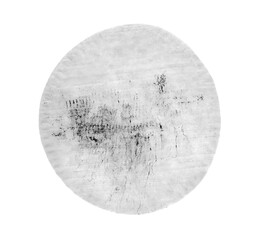 Absorbent cotton wool pads smeared with makeup, swabs, used wadding isolated on white background, clipping path