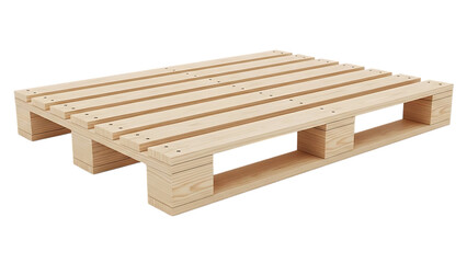 Light wooden platform with evenly spaced slats and support beams isolated on a transparent background