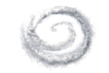 Snow mist swirl in circular shape isolated on white background