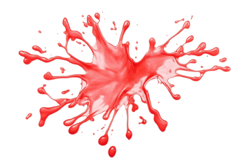 Red ink drop spreading effect isolated on white background
