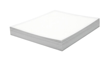 Stack of white rectangular sheets of paper neatly arranged in a pile isolated on a transparent background