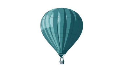 Teal hot air balloon with basket isolated on a transparent background transportation