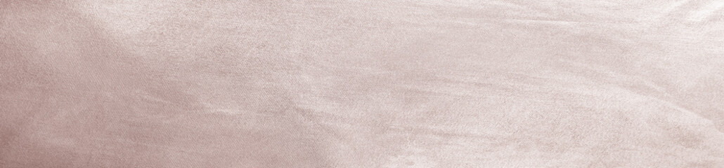 Light soft pale pearl pastel dusty pink brown beige rose gold nude white abstract background. Shiny silk fabric. Metallic shine reflection. Empty blank template design. Minimal. Wide banner. Panoramic