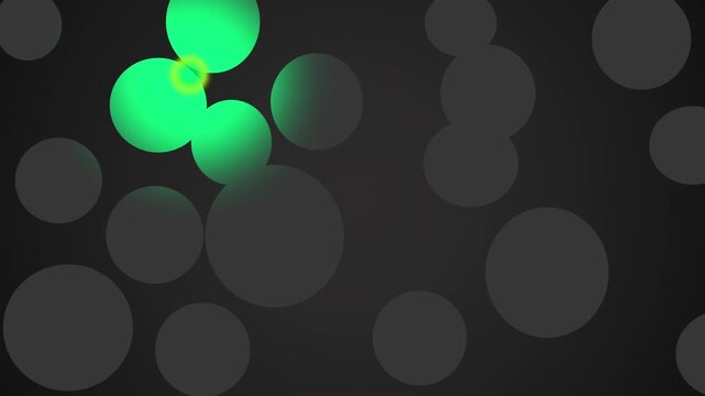 A stylish animation featuring a floating glowing dot that moves and illuminates the underlying background circles. A green firefly illuminates the gray circles.