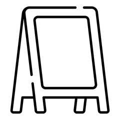 Market stall blackboard stand black line icon