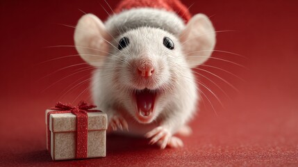 Festive cheer in a mouse's smile: a joyful christmas scene. High resolution. Enriched christmas impressions: a mouse's joy in full swing. Hero shot. Fashion beauty.