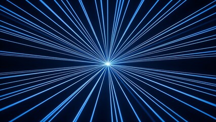 Obraz premium abstract blue light streaks emanating from a central point on a dark background