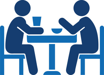 Diner People Eating Table Flat Vector Illustration on White Background