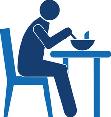 Diner People Eating Table Flat Vector Illustration on White Background