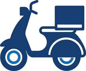 Food Delivery Scooter Flat Vector Illustration on White Background