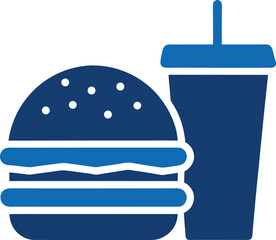 Fast Food Burger Drink Flat Vector Illustration on White Background