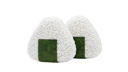 Onigiri Rice Balls Isolated on White Background