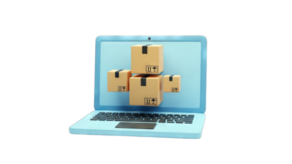 Online Delivery: Laptop with Boxes Concept