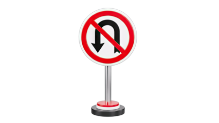 No U-Turn Sign on White Background