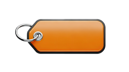 Orange Tag with Ring Isolated on White Background