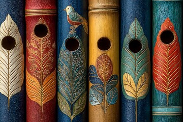 Bamboo pan flute colorful high resolution picture