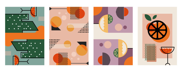Retro Geometric Cocktail and Drink Vector Illustration Collection