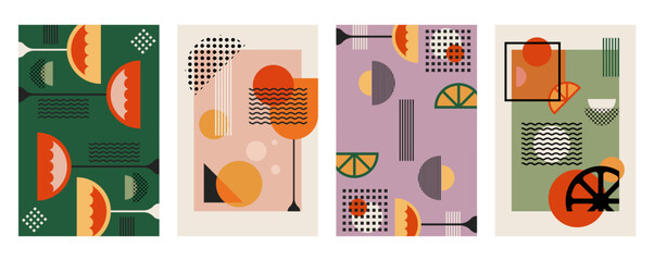 Retro Geometric Cocktail and Drink Vector Illustration Collection