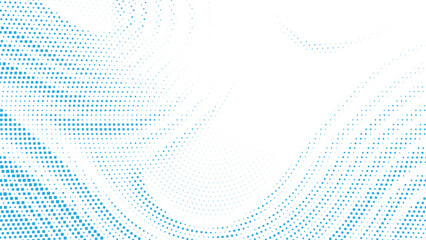 Blue halftone flowing wave background for technology branding, website headers, modern posters, clean digital layouts vector illustration