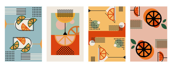 Retro Geometric Cocktail and Drink Vector Illustration Collection
