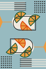 Retro Geometric Cocktail and Drink Vector Illustration Collection