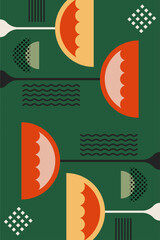 Retro Geometric Cocktail and Drink Vector Illustration Collection