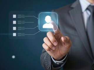 Businessman activating user connection nodes