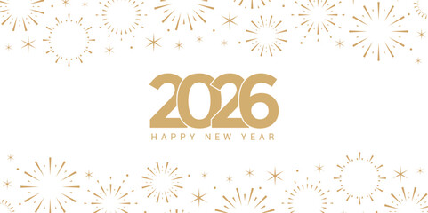 2026 happy new year fireworks celebration background isolated vector illustration