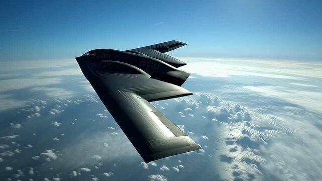 B-2 Spirit Flying at High Altitude &ndash; Invisible Stealth Warfare Concept