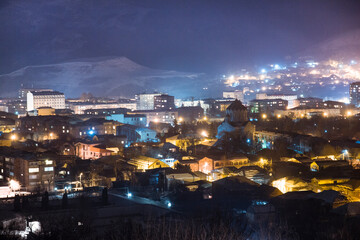 Naklejka premium Winter evening in sity Vanadzor , Armenia