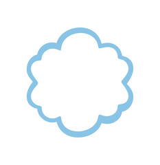 Groovy outline scallop bubble shape border with retro line doodle look. Abstract y2k frame and graphic element, blue background, modern pop accent. Playful and creative stock style.