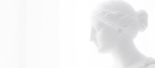 Profile view of ancient roman marble woman bust sculpture with neoclassical style, symbolizing beauty, history, and art.Cloud Dancer Color of the Year 2026  Ideal for minimalist design.