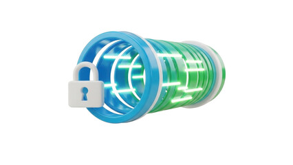Fototapeta premium 3D icon VPN secure connection tunnel, isolated on white background