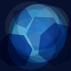 Abstract Blue Global Network Background with Translucent 3D Polygons