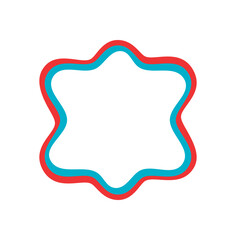 Fototapeta premium Groovy wavy border outline shape with funky retro line element. Bubble style frame with abstract y2k form in red and blue, trendy background for playful, modern use in graphic design.