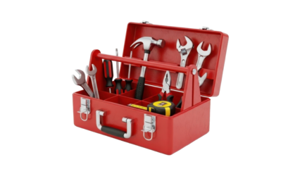 3D icon toolbox with tools, isolated on white background