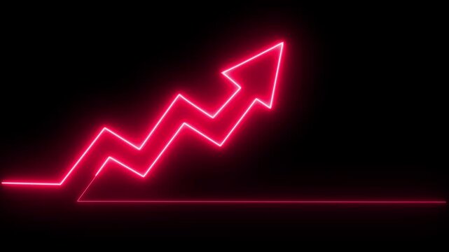 Animated Neon Directional Arrow Icon Flashing and Glowing on Black Background. Modern UI Element for Website, App, or Video. black background.