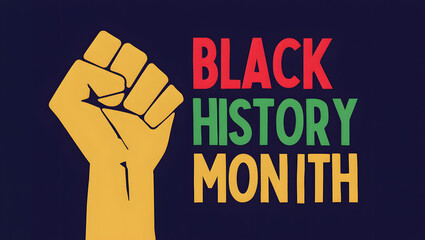 A powerful visual for black history month featuring a raised fist and pan-african colors