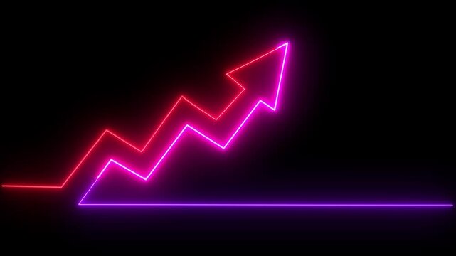 Animated Neon Directional Arrow Icon Flashing and Glowing on Black Background. Modern UI Element for Website, App, or Video. black background 4k video.