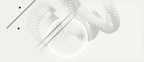 New Trendy 2026 White Background Dancing Cloud Concept Light Pale Vector Background. Abstract Geometric Art Delicate