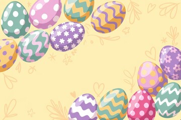 Pastel Easter Eggs Border &mdash; Diagonal Frame Copy Space for Invitations
