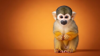 Fototapeta premium Cute Squirrel Monkey Portrait Baby Animal Primate Exotic Wildlife Adorable Little
