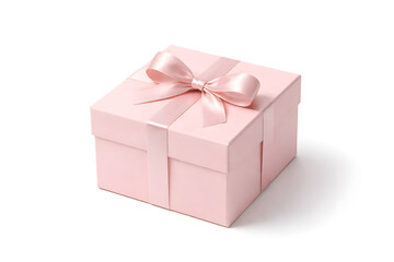 Obraz premium Pink Gift Box with Satin Ribbon Isolated on White Background