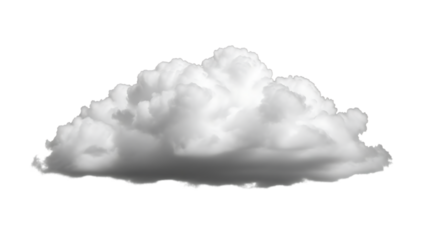 White cloud, large fluffy cumulus cloud formation puffy, isolated on a white or transparent background, cutout, PNG