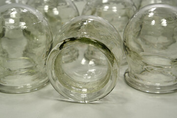 Glass medical cups for medical purposes, rehabilitation, increasing blood flow
