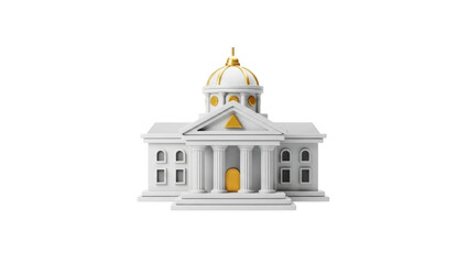 3D icon courthouse building, isolated on white background