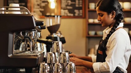 Warm café workflow showing authentic barista ambience