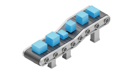 3D icon conveyor belt system, isolated on white background